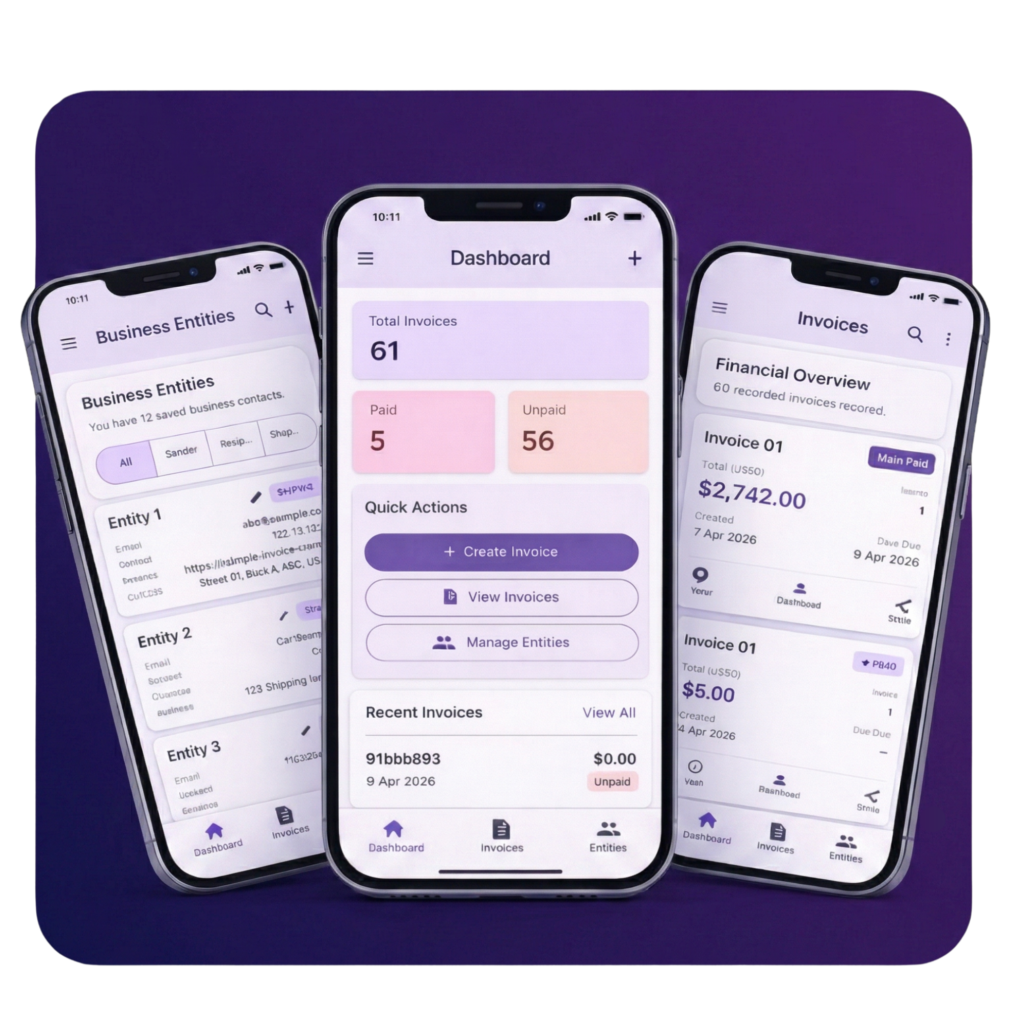 SIG mobile app running on a stack of phones