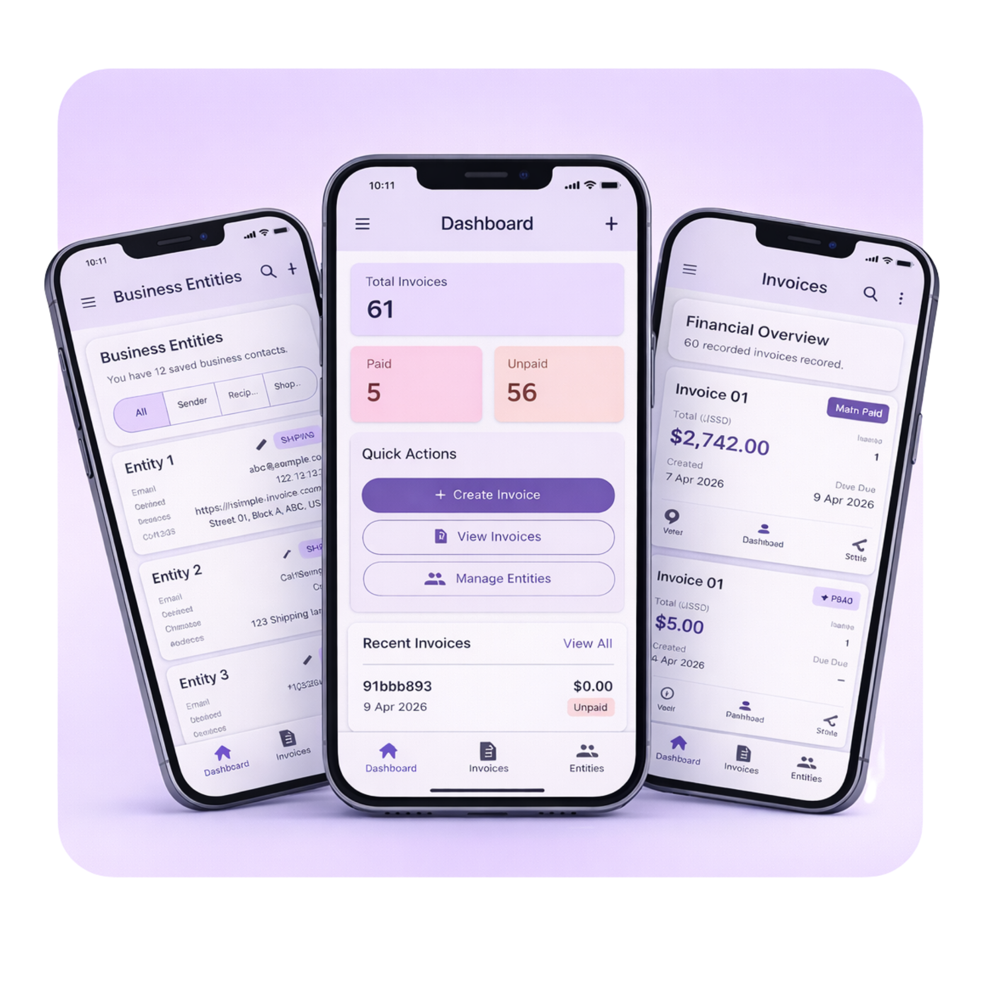 SIG mobile app running on a stack of phones